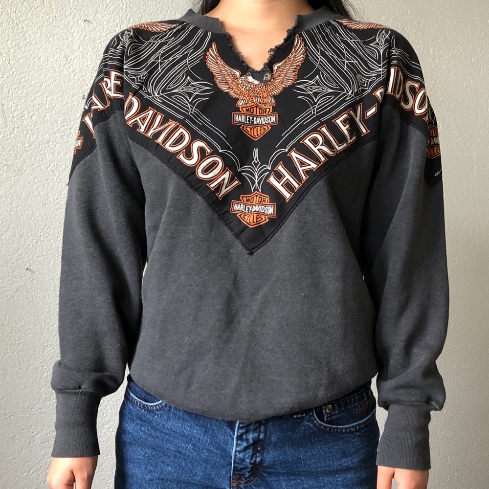 Upcycled Harley Davidson sweater